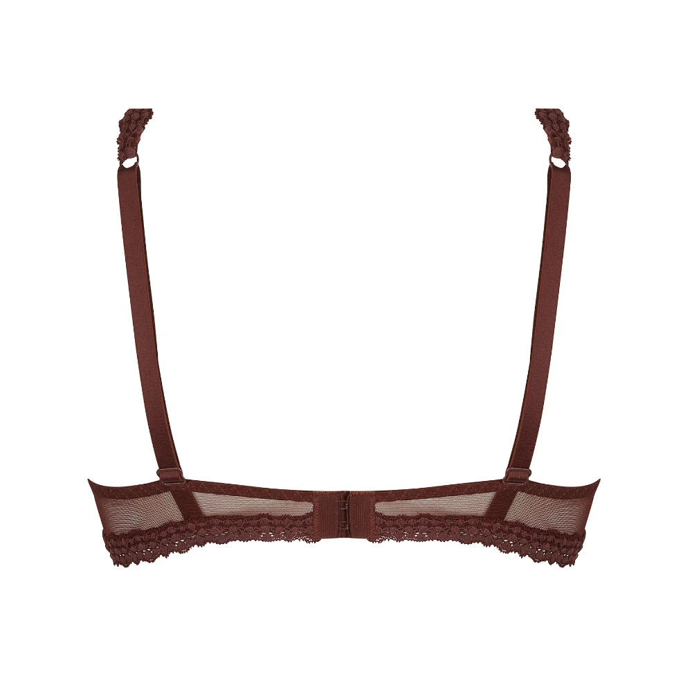 Antigel Exquise En Dentelle Brown Plunge Bra Back