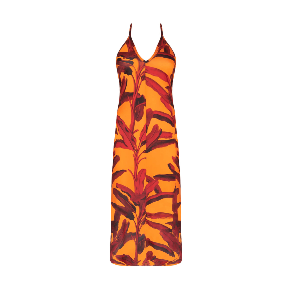 Antigel Swimwear La Melanesia Jaune Banana Plunging Back Maxi Dress