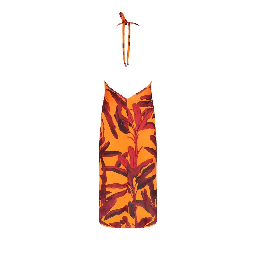 Antigel Swimwear La Melanesia Jaune Banana Plunging Back Maxi Dress Back