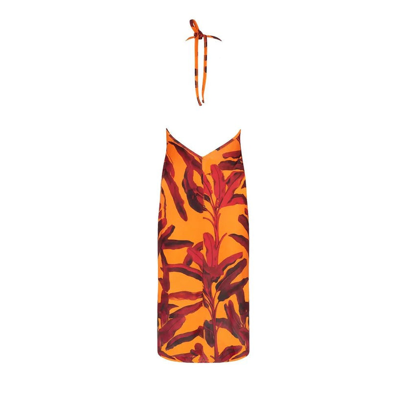 Antigel Swimwear La Melanesia Jaune Banana Plunging Back Maxi Dress Back