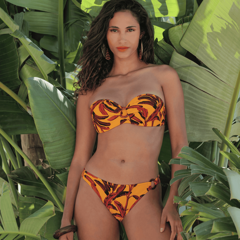 Antigel Swimwear La Melanesia Jaune Banana Strapless Bikini Top Front