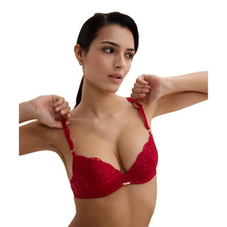 Aubade Crazy in Love Red Delight Padded Plunge Bra Front
