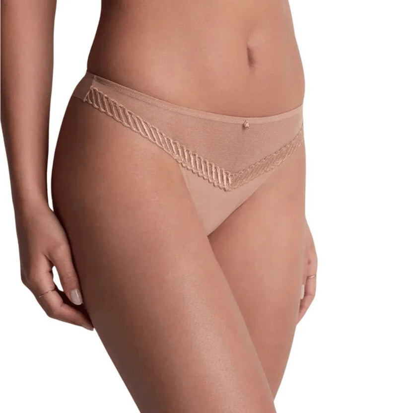 Aubade Sheer Emotion Beige Tanga Front