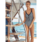 Charmline Seaside Dining Navy Blue Swimsuit Front