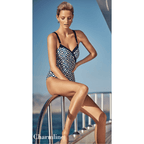 Charmline Seaside Dining Navy Blue Underwire Swimsuit Front