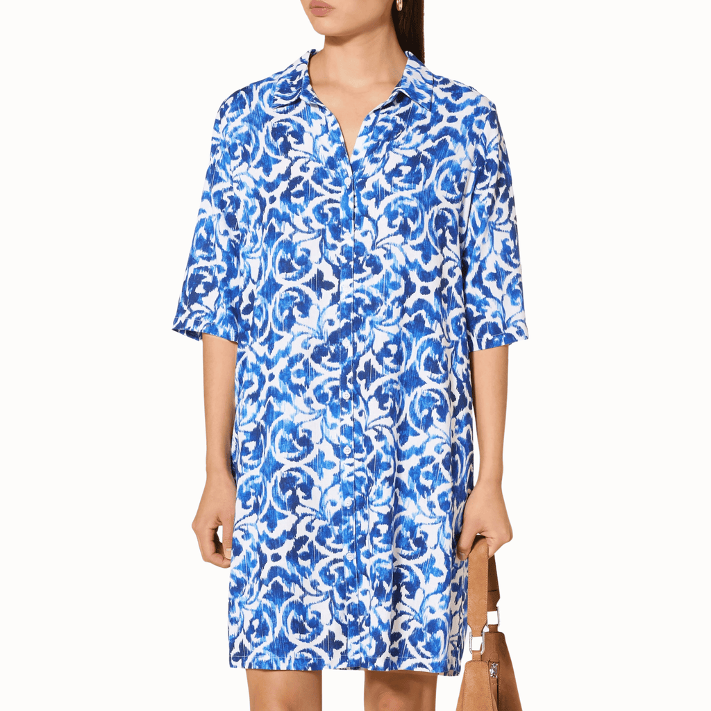 Charmline Aegean Spirit Azure White Blouse Front