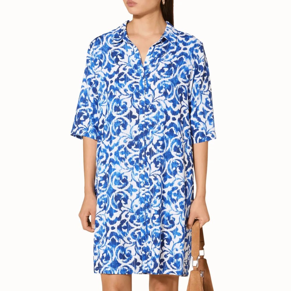 Charmline Aegean Spirit Azure White Blouse Front