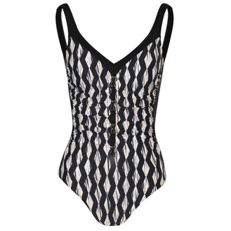 Charmline Gilded Graphic Ruched Swimsuit
