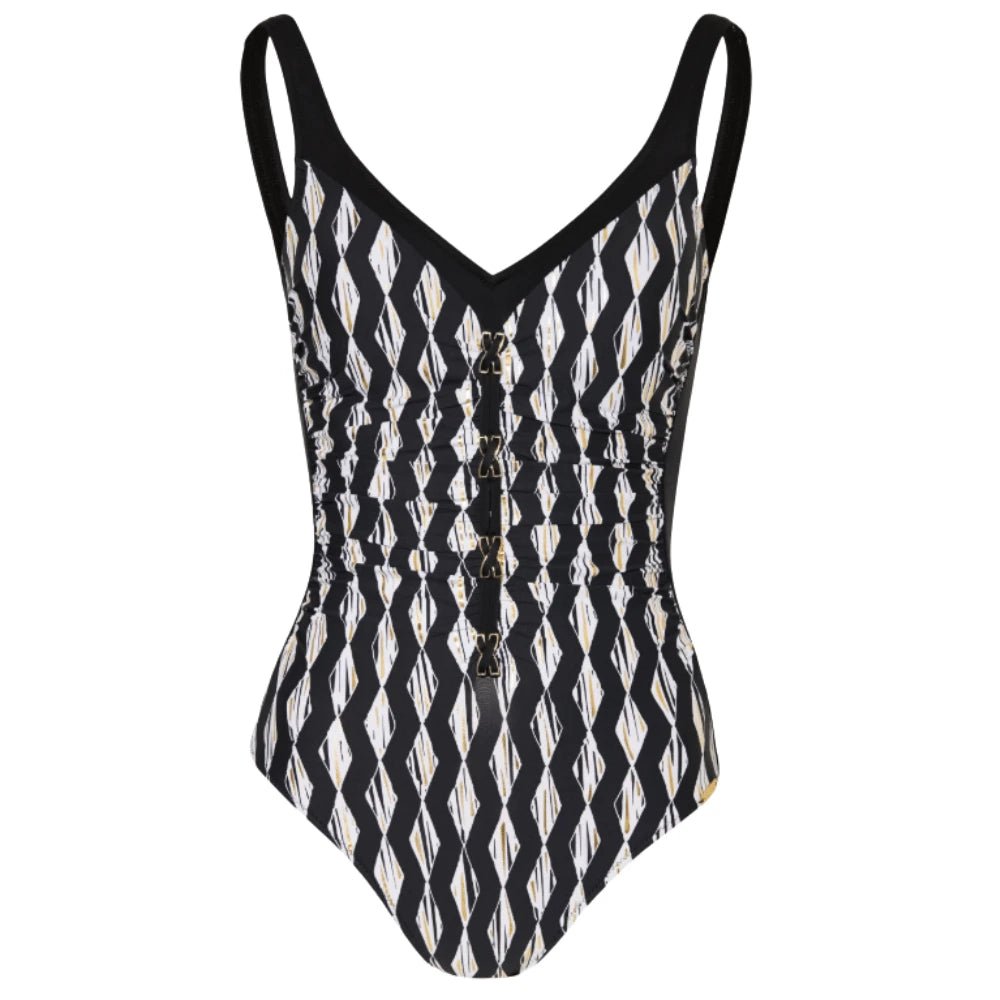 Charmline Gilded Graphic Ruched Swimsuit