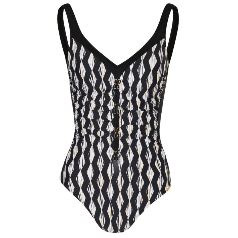 Charmline Gilded Graphic Ruched Swimsuit