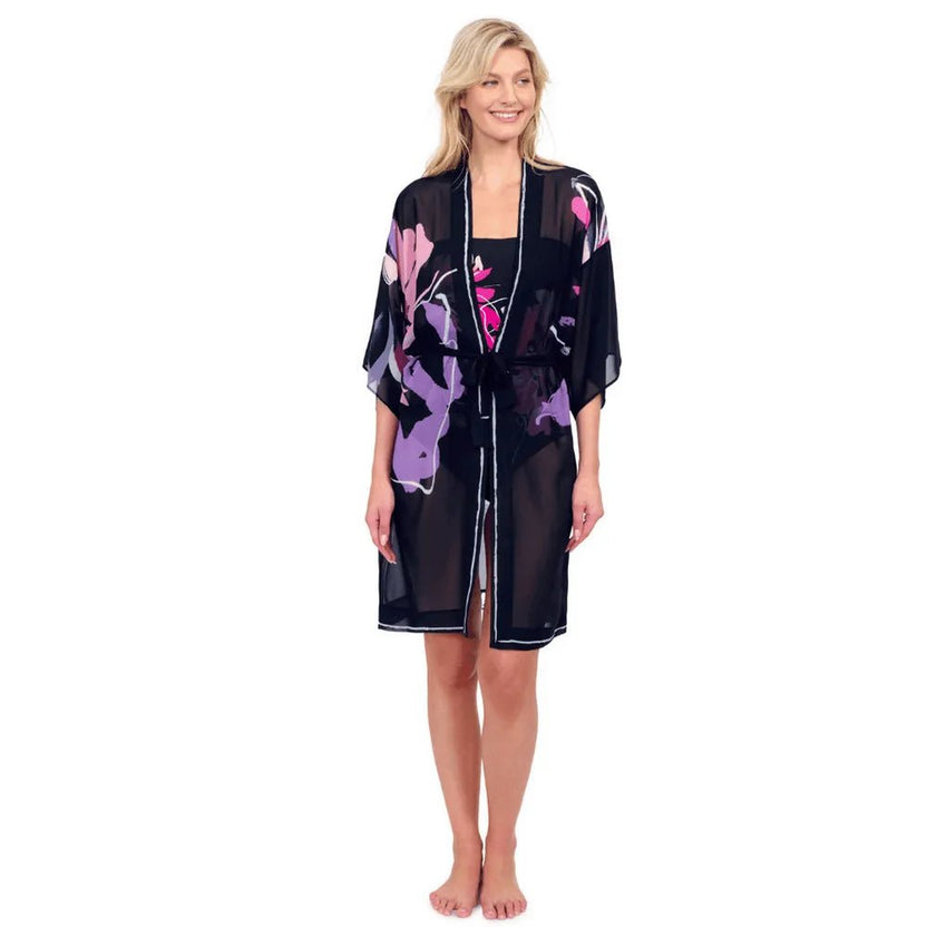 Gottex Water Lily Black Kimono Front