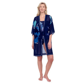 Gottex Water Lily Navy Blue Kimono Front