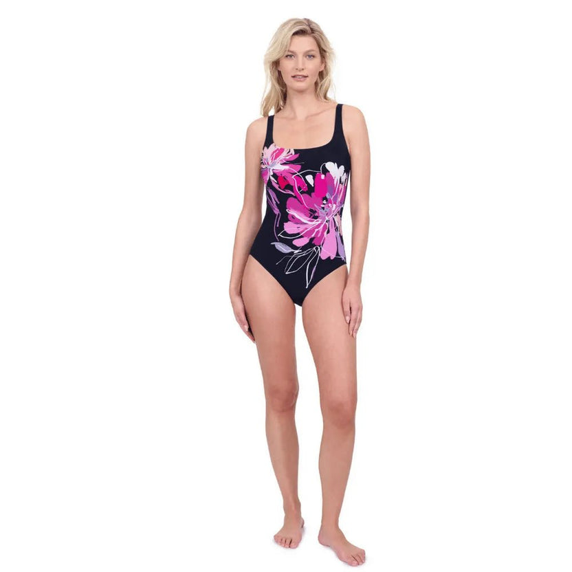 Gottex Water Lily Black Swimsuit Front