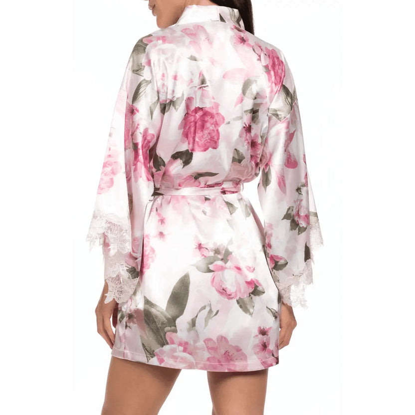 In Bloom Jovie Satin Pink Dressing Gown Back