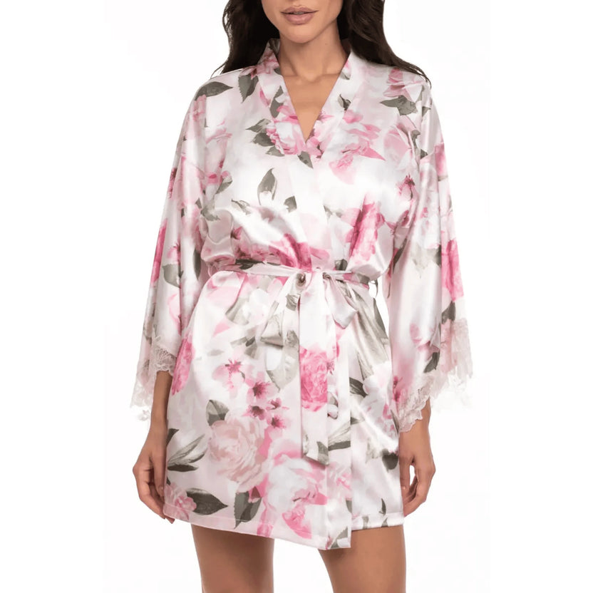 In Bloom Jovie Satin Pink Dressing Gown Front