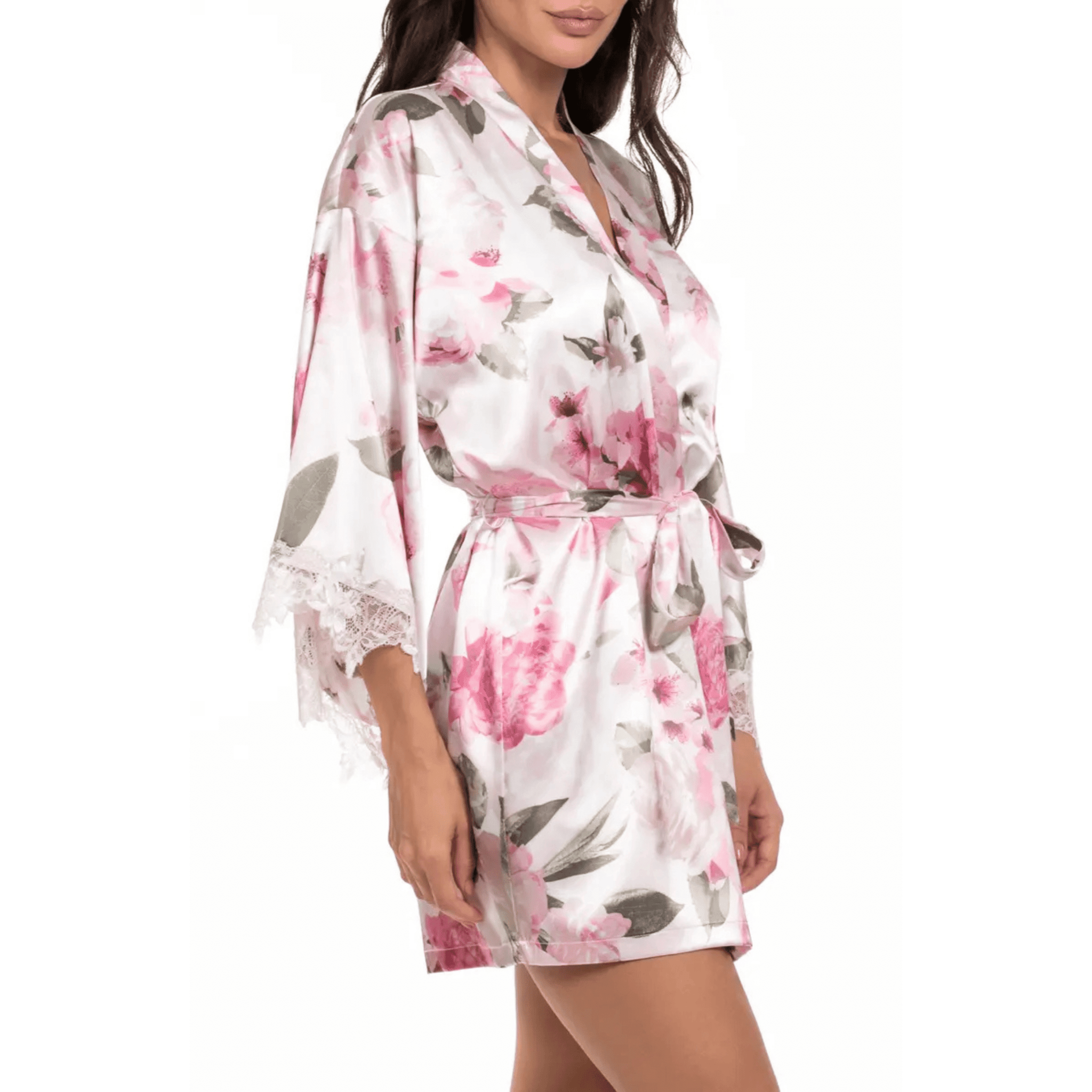 In Bloom Jovie Satin Pink Dressing Gown Side