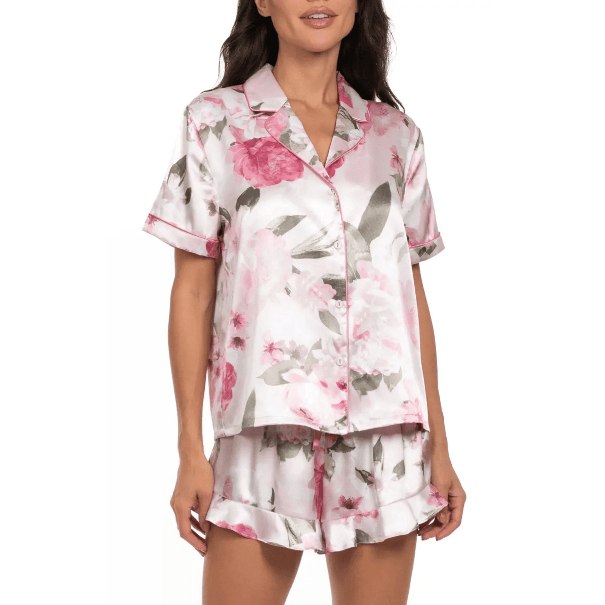 In Bloom Jovie Satin Pink Pyjama Short Set Front