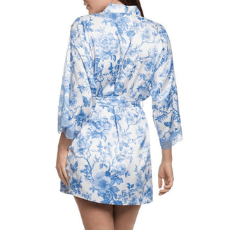 Blue floral dressing gown on a white background