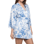 In Bloom Molleigh Satin Blue Dressing Gown Side