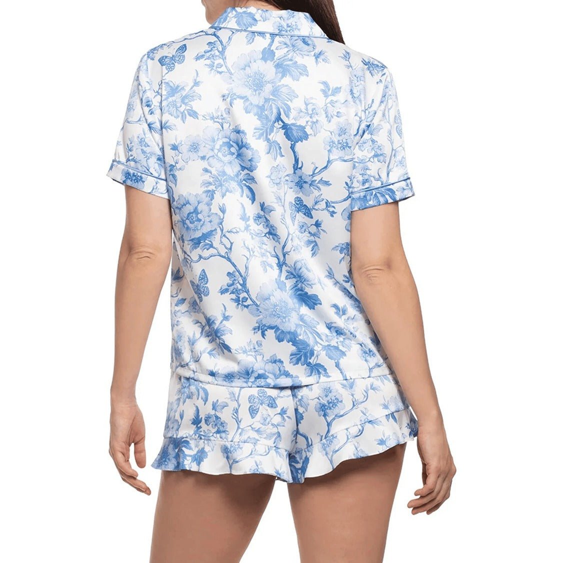 In Bloom Molleigh Satin Blue Pyjama Short Set Back
