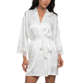 In Bloom Shane Satin Ivory Dressing Gown Front