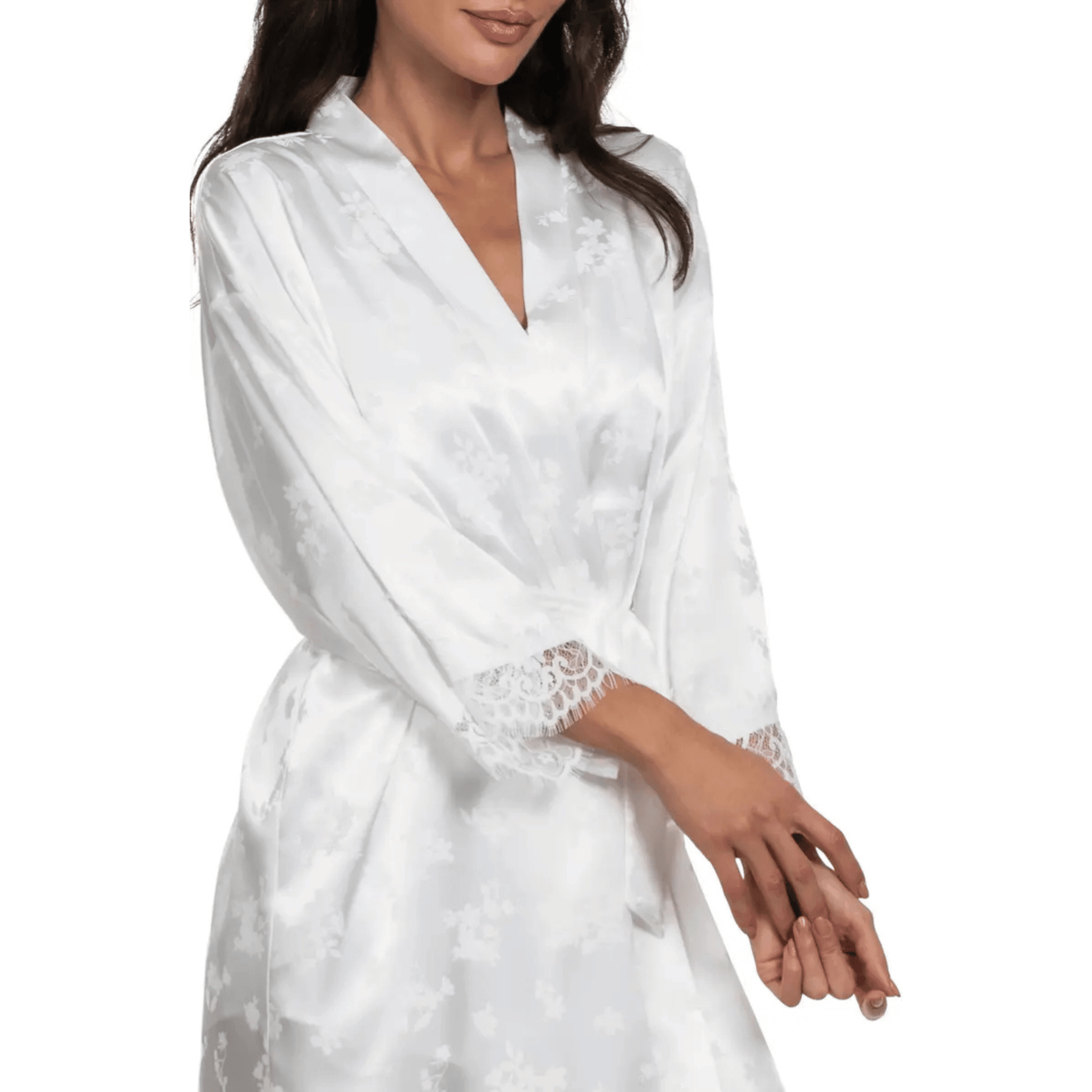 In Bloom Shane Satin Ivory Dressing Gown Side