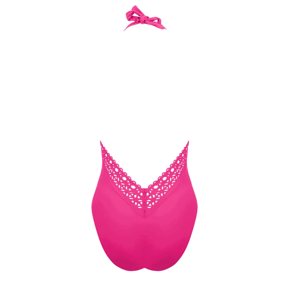 Lise Charmel Ajourage Couture Fuchsia Plunge Swimsuit Back