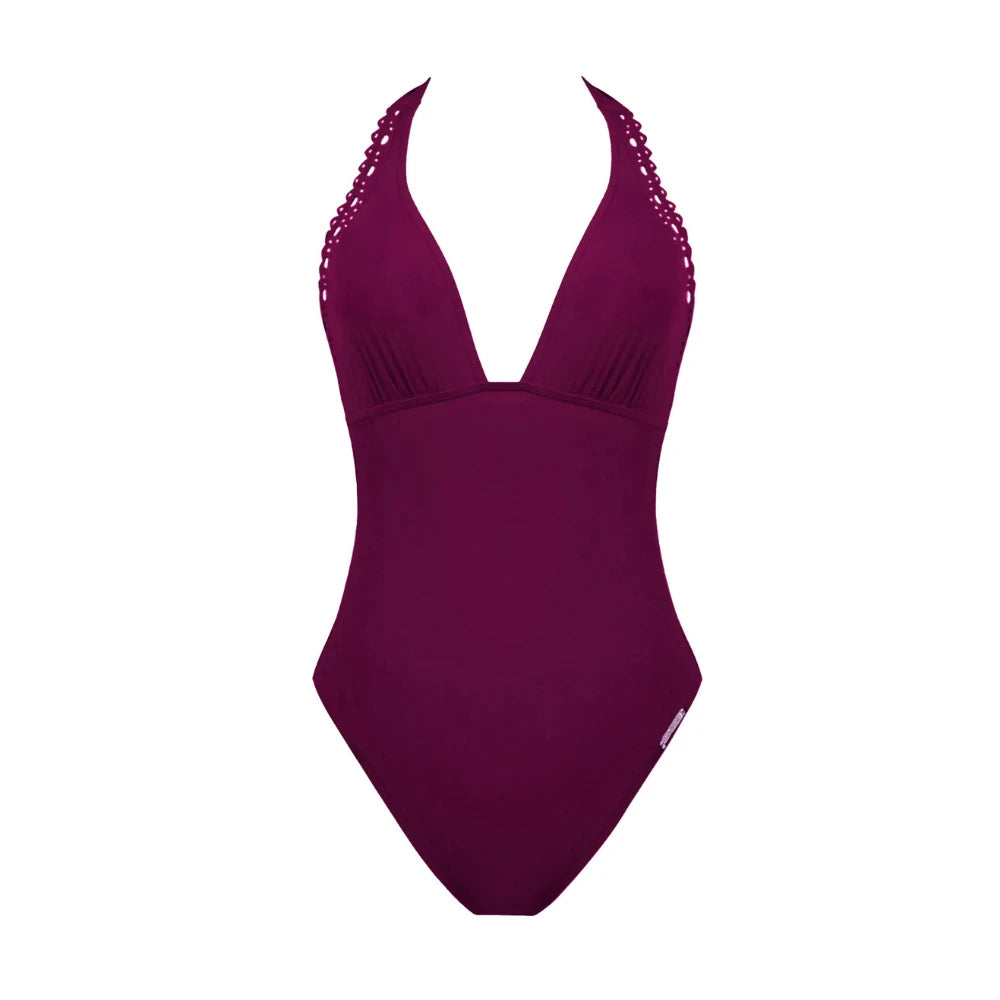 Lise Charmel Ajourage Couture Prune Halter Swimsuit