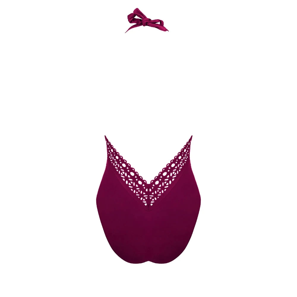 Lise Charmel Ajourage Couture Prune Plunge Swimsuit Back