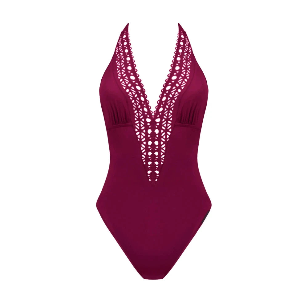 Lise Charmel Ajourage Couture Prune Plunge Swimsuit