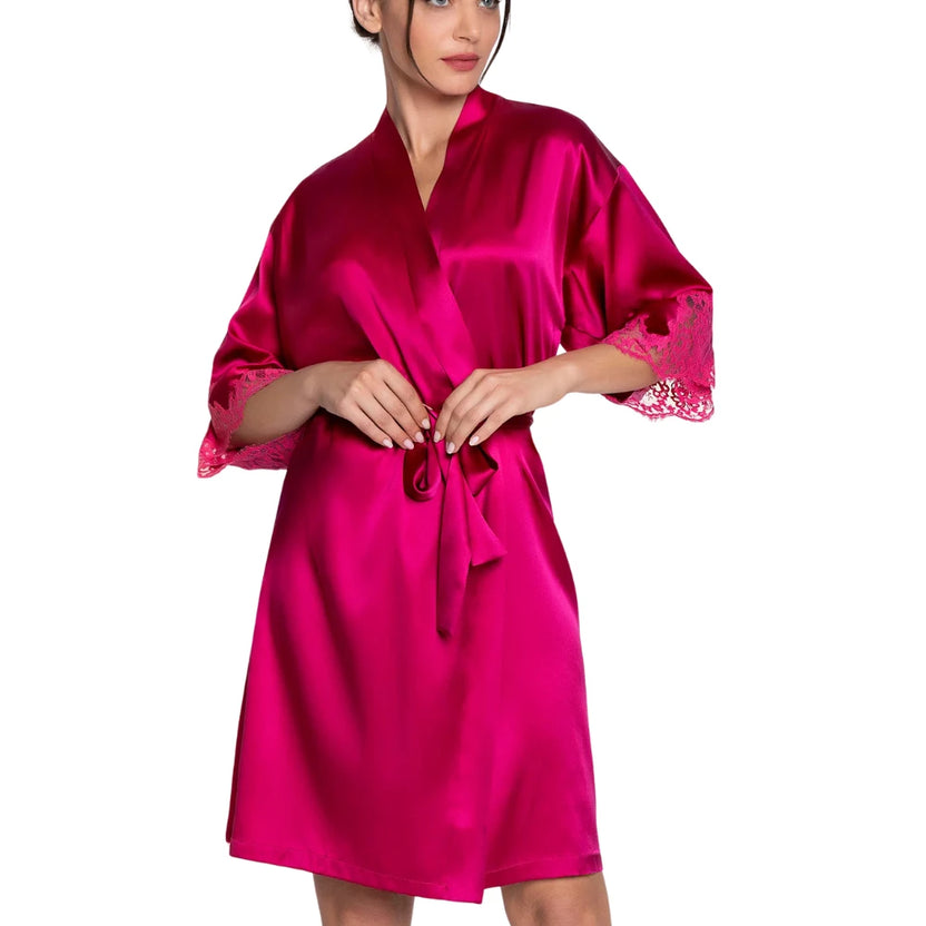 Lise Charmel Splendeur Soie Carmin Silk Dressing Gown Front