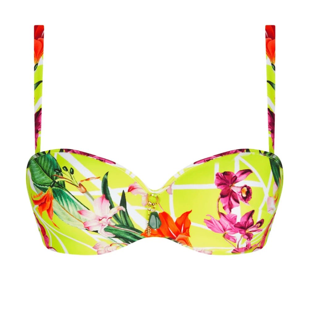 Lise Charmel Swim Fleurs Splendeur Lime Bandeau Bikini Top