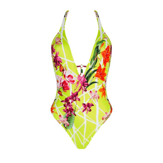 Lise Charmel Swim Fleurs Splendeur Lime Halterneck Swimsuit