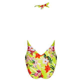 Lise Charmel Swim Fleurs Splendeur Lime Halterneck Swimsuit Back
