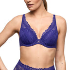 Marie Jo Cerina Velvet Blue Padded Plunge Bra Front