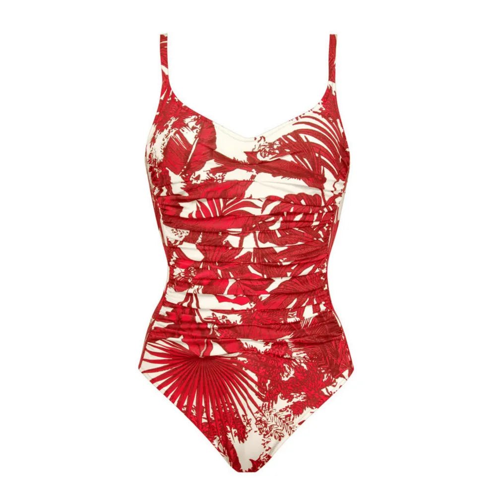 Maryan Mehlhorn Palmaria Creme Rouge Ruched Swimsuit 