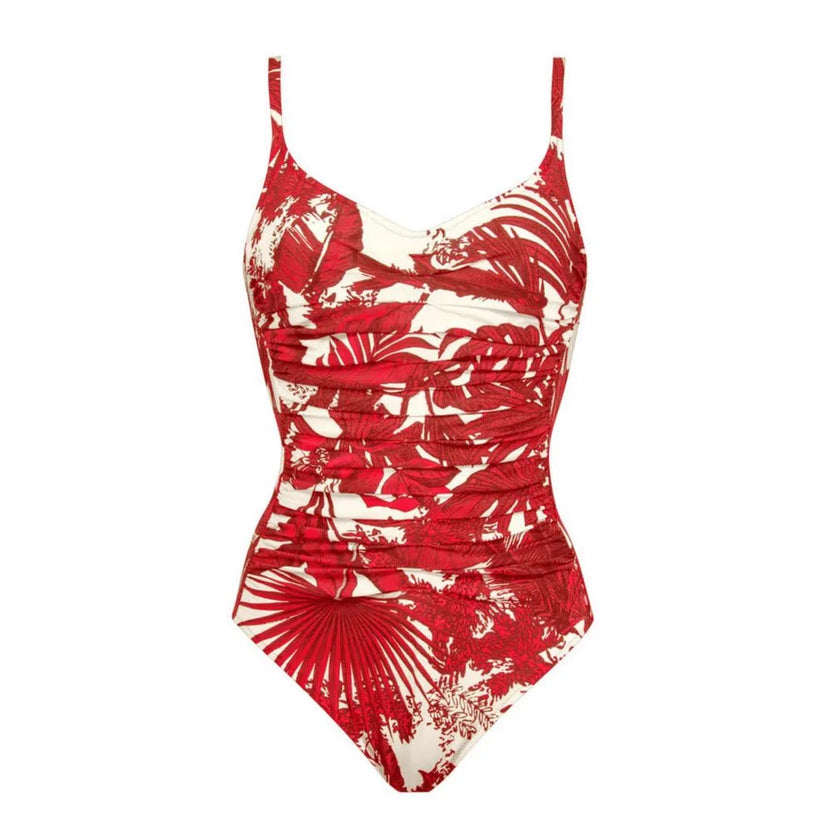 Maryan Mehlhorn Palmaria Creme Rouge Ruched Swimsuit 
