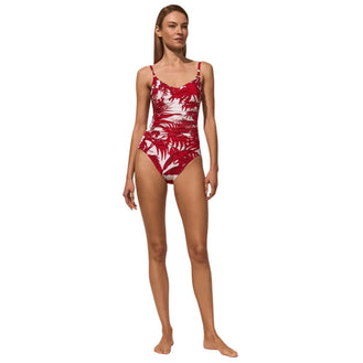 Maryan Mehlhorn Palmaria Creme Rouge Ruched Swimsuit  Front