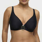 PrimaDonna Swim Uvita Black Plunge Bikini Top Front