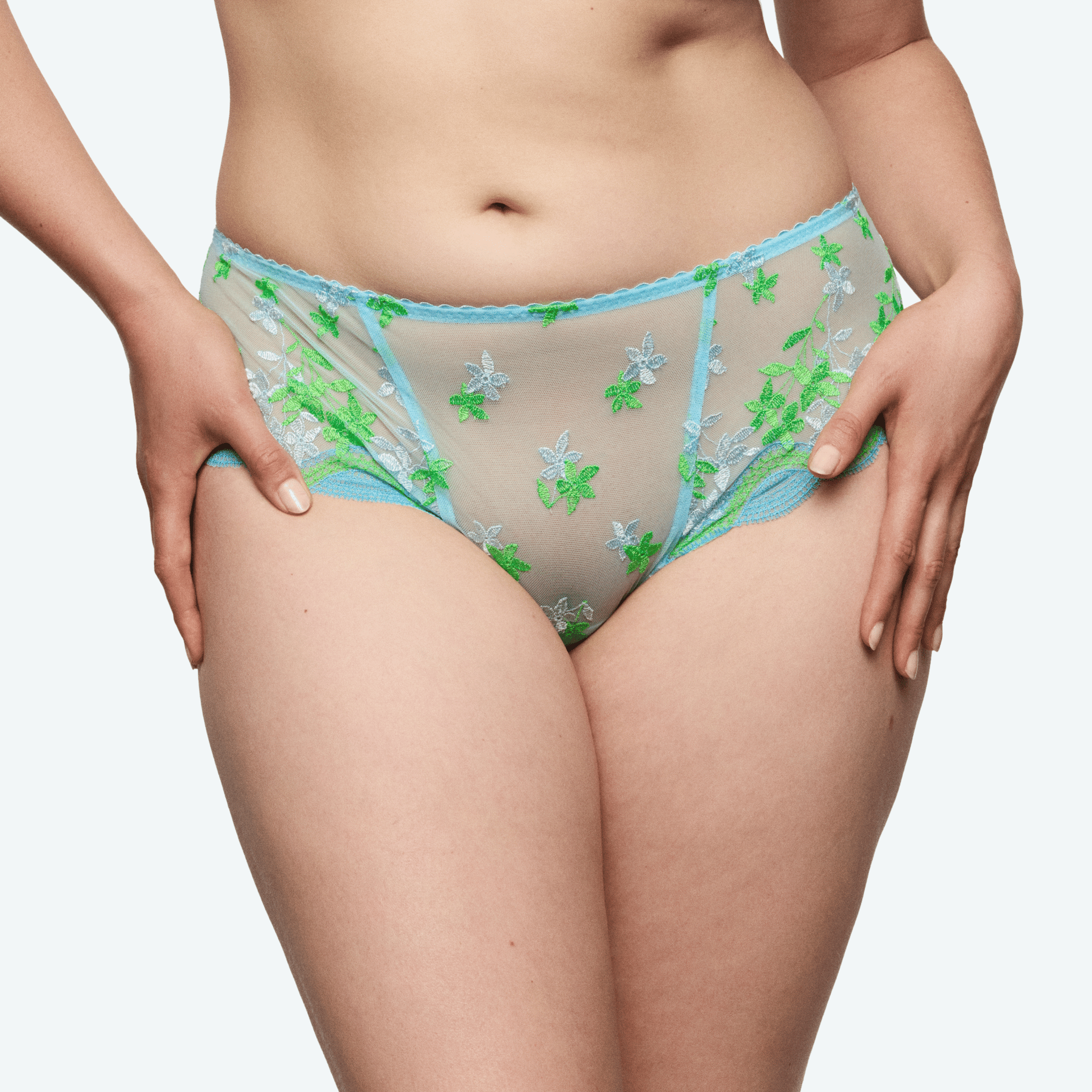 Prima Donna Cala Luna Ice Blue Luxury Thong Briefs Front