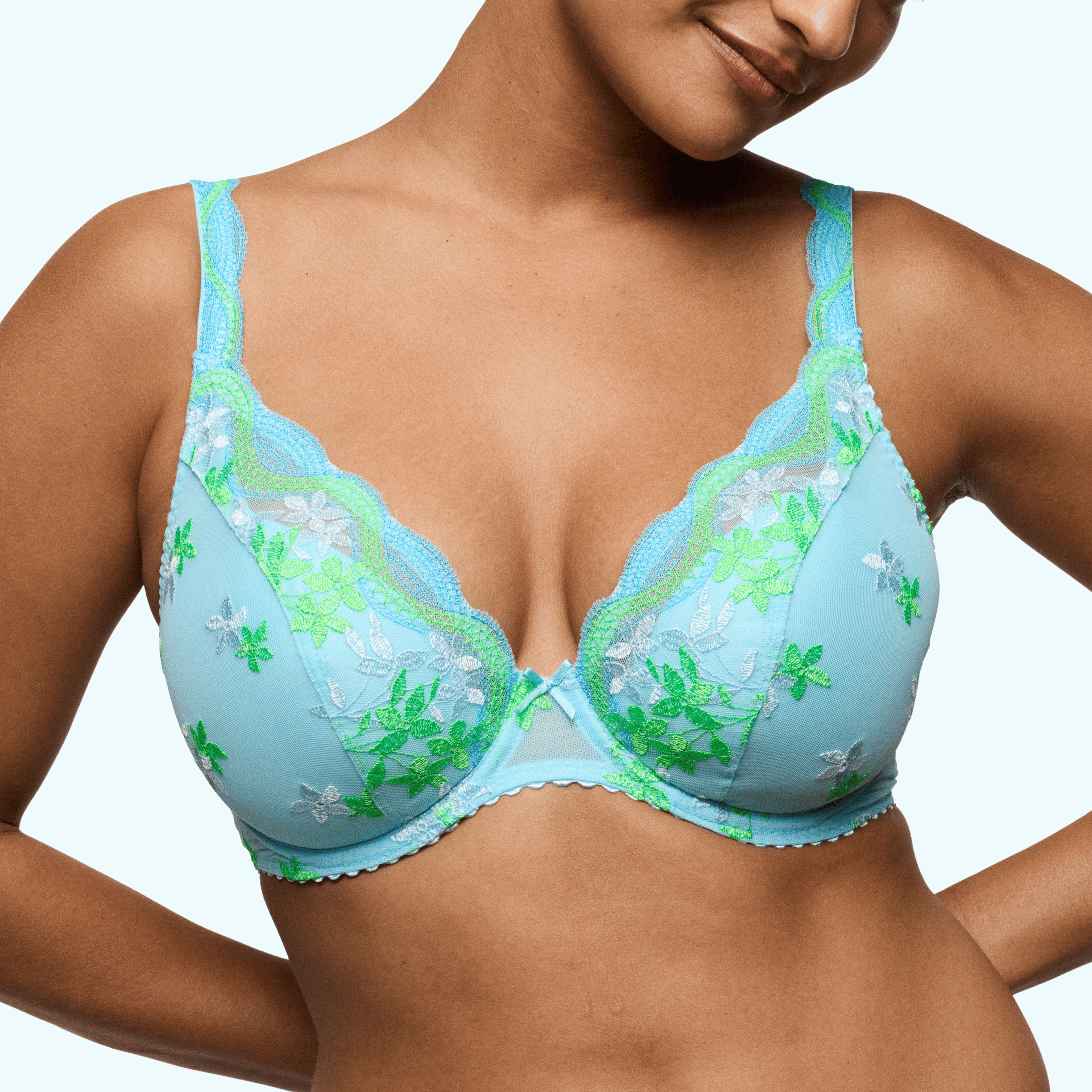Prima Donna Cala Luna Ice Blue Plunge Bra Front