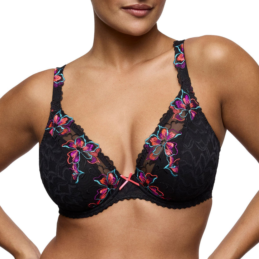 Primadonna Miyara Floral Eclipse Half Padded Plunge Bra Front