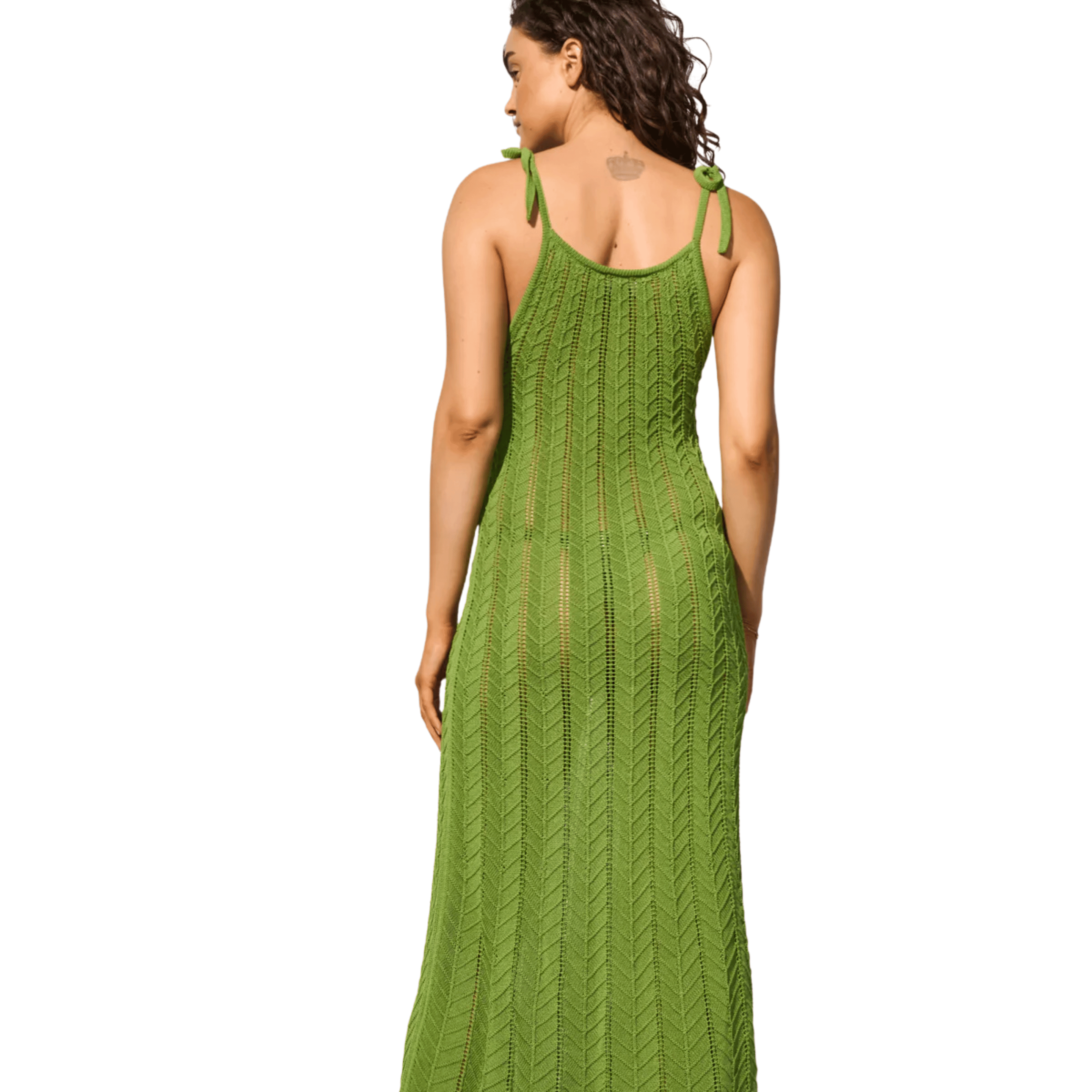 Watercult Crafted Essentials Green Knitted dress Back