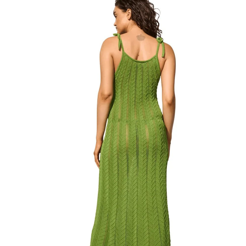 Watercult Crafted Essentials Green Knitted dress Back