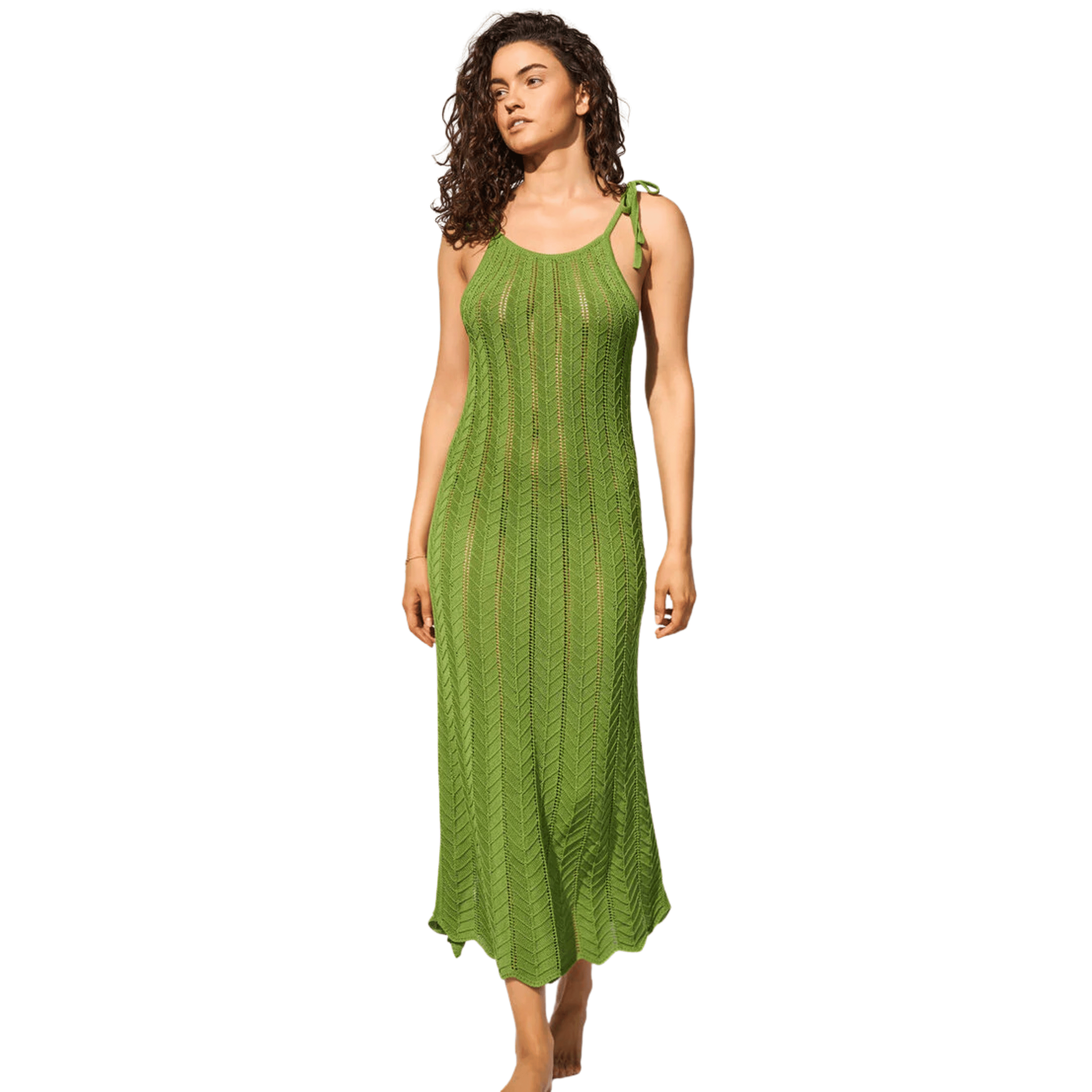 Watercult Crafted Essentials Green Knitted dress Front